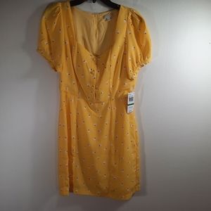 NWT GB yellow short slv dress Sz L